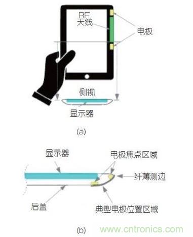 (a)側(cè)剖視圖描述；(b)電極焦點區(qū)域描述