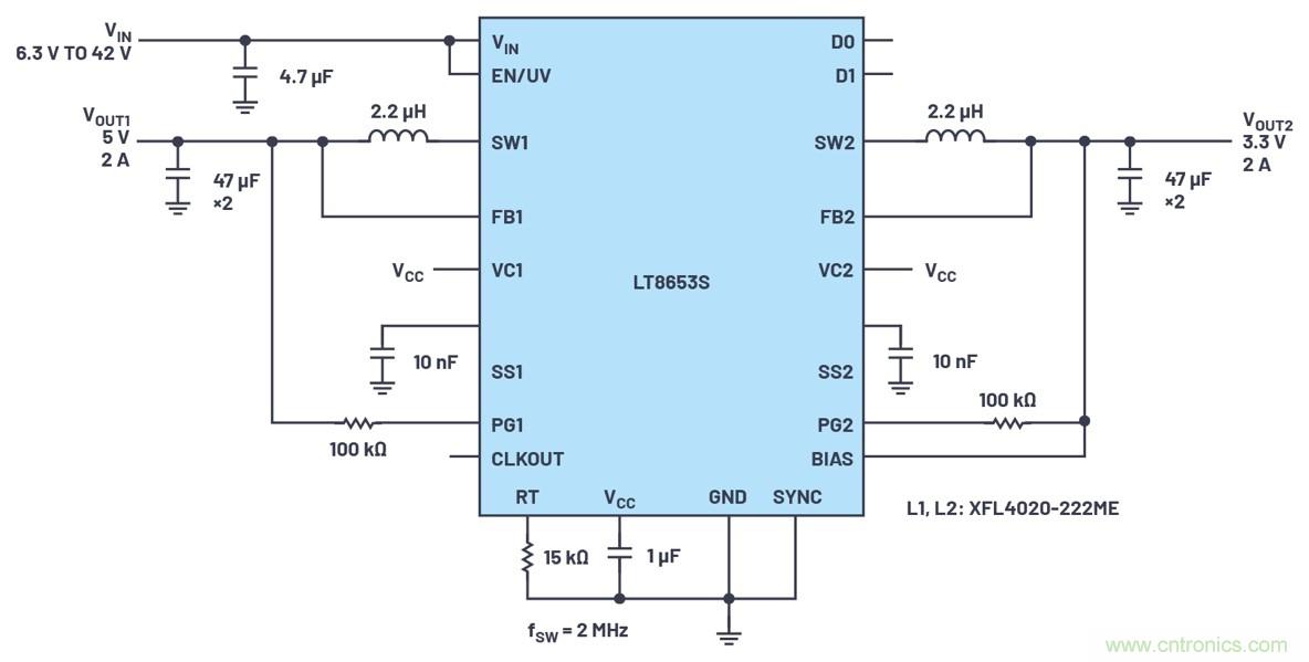 具有6.2 &micro;A靜態(tài)電流的雙通道、42 V、2 A、單片、同步降壓型Silent Switcher 2穩(wěn)壓器